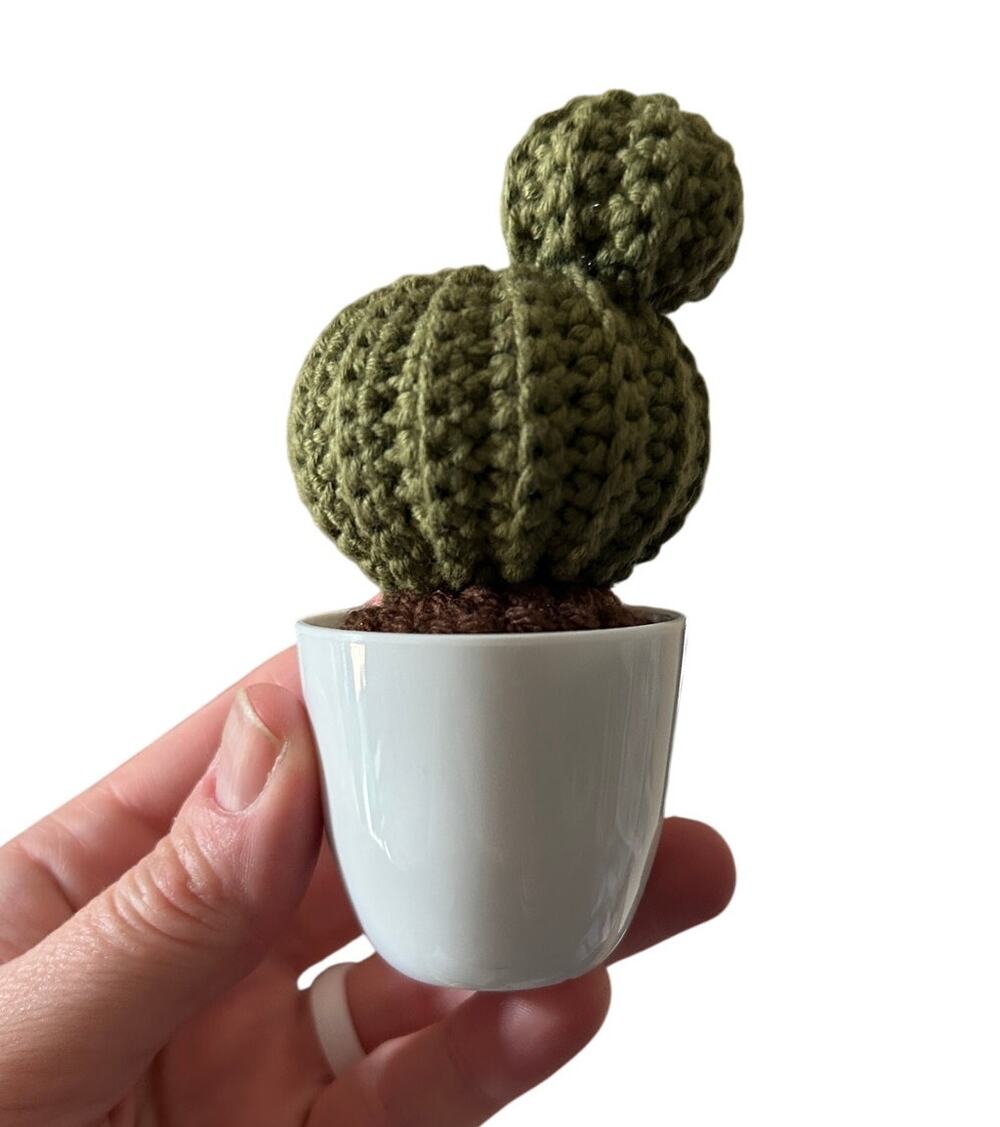 Ball Cactus in Flower Pot - Crochet Cactus - Handmade Decor